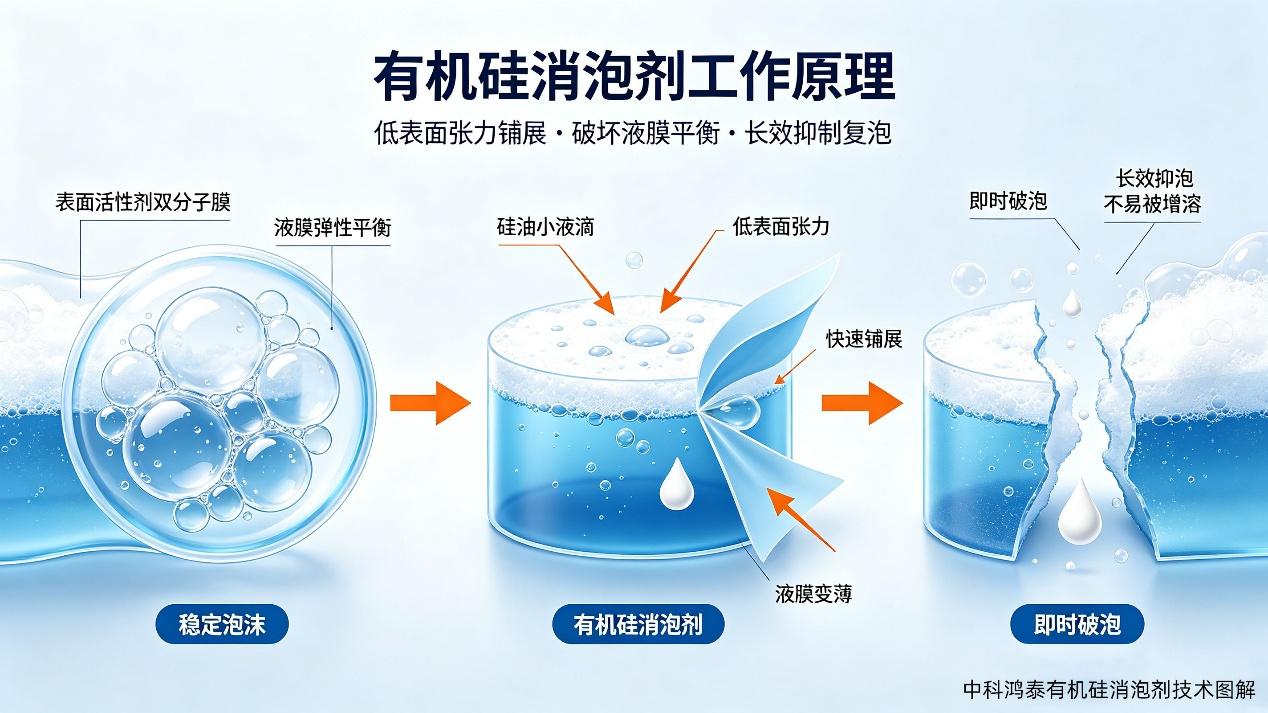 有機硅消泡劑的消泡原理