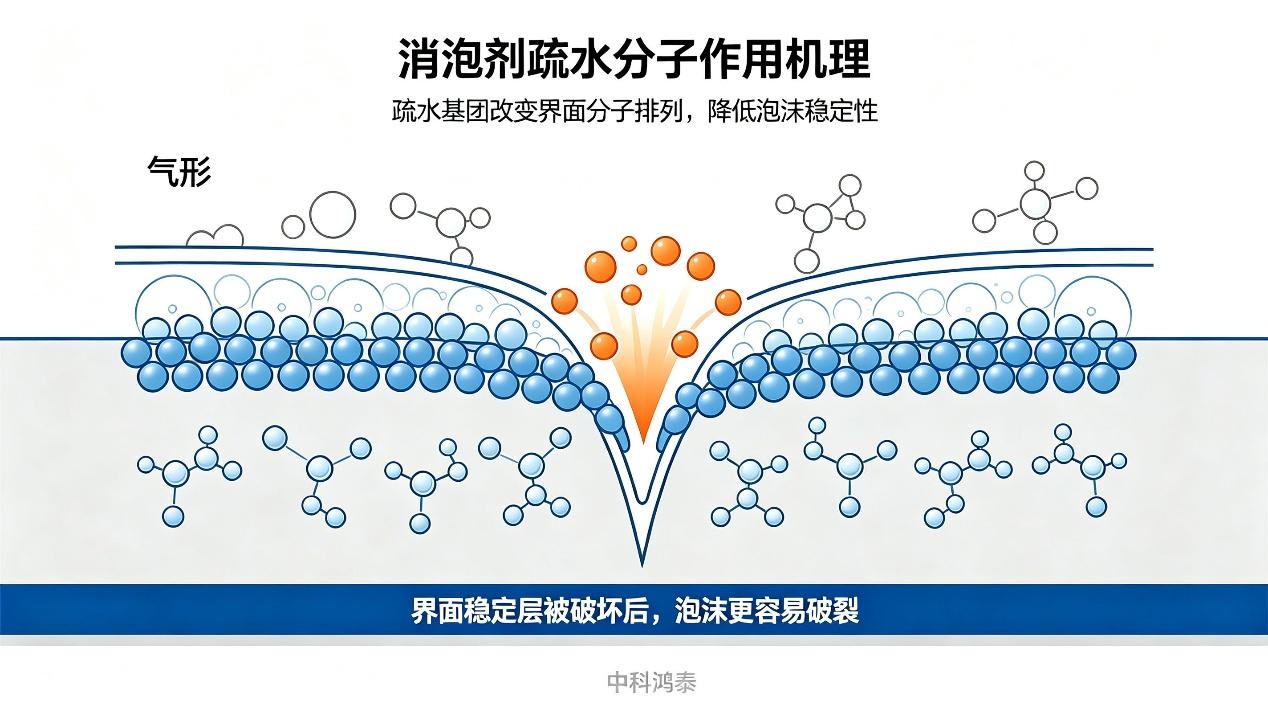 消泡劑作用機理：疏水固體顆粒消泡過程
