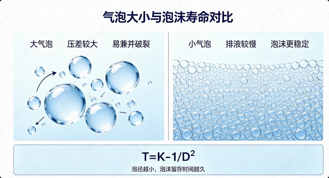 氣泡大小與泡沫壽命對(duì)比圖