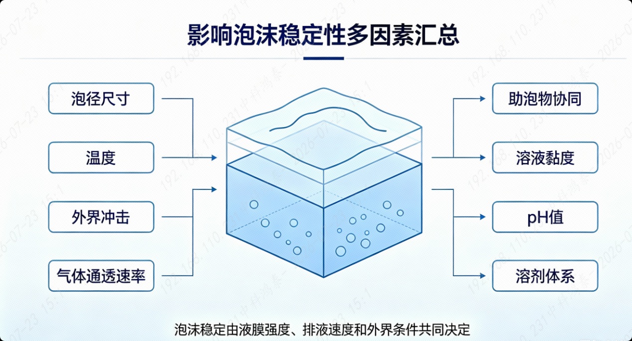影響泡沫穩(wěn)定性多因素匯總圖