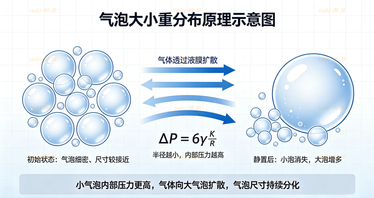 氣泡大小重分布原理示意圖