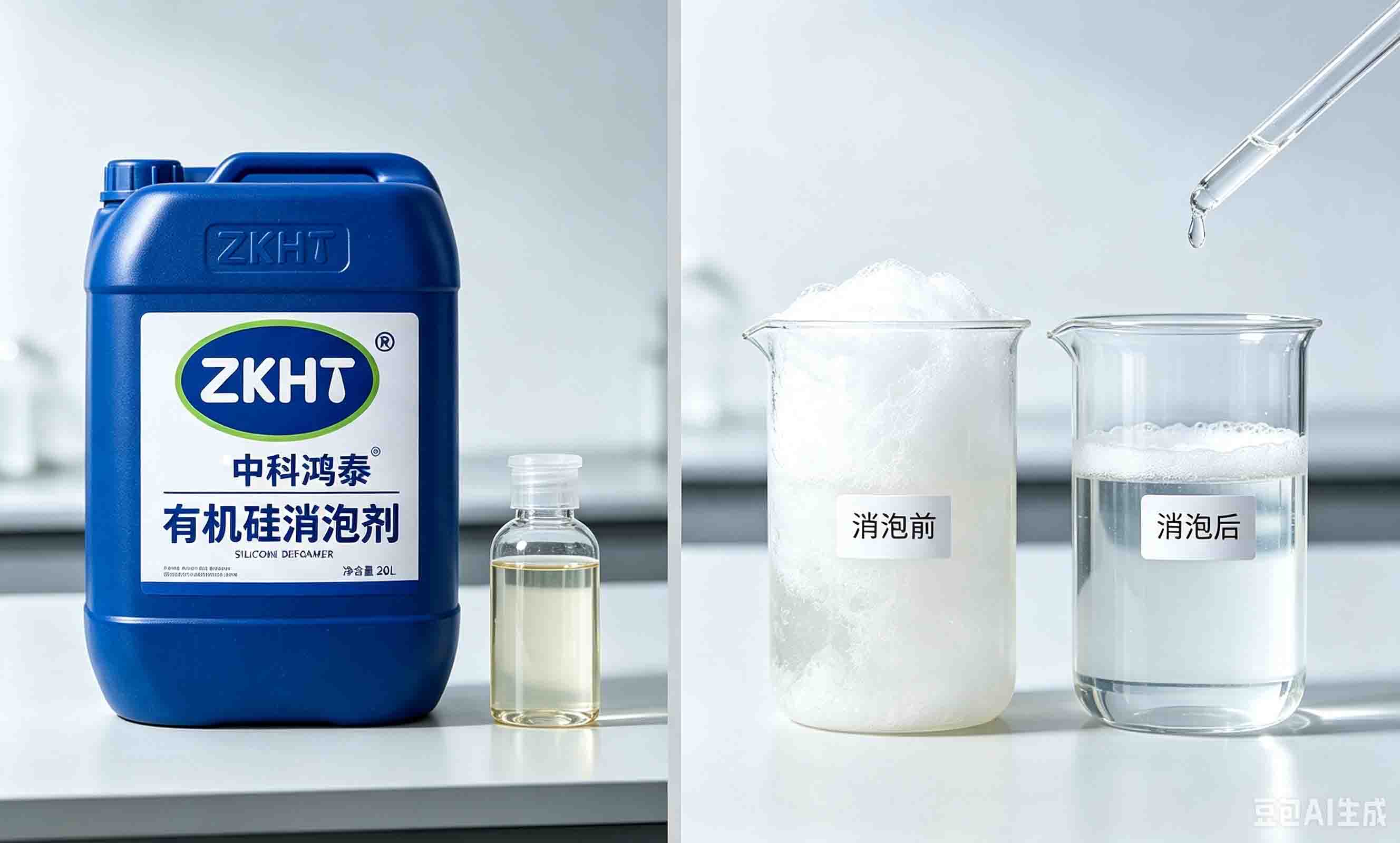 有機硅消泡劑產品及水處理消泡效果對比