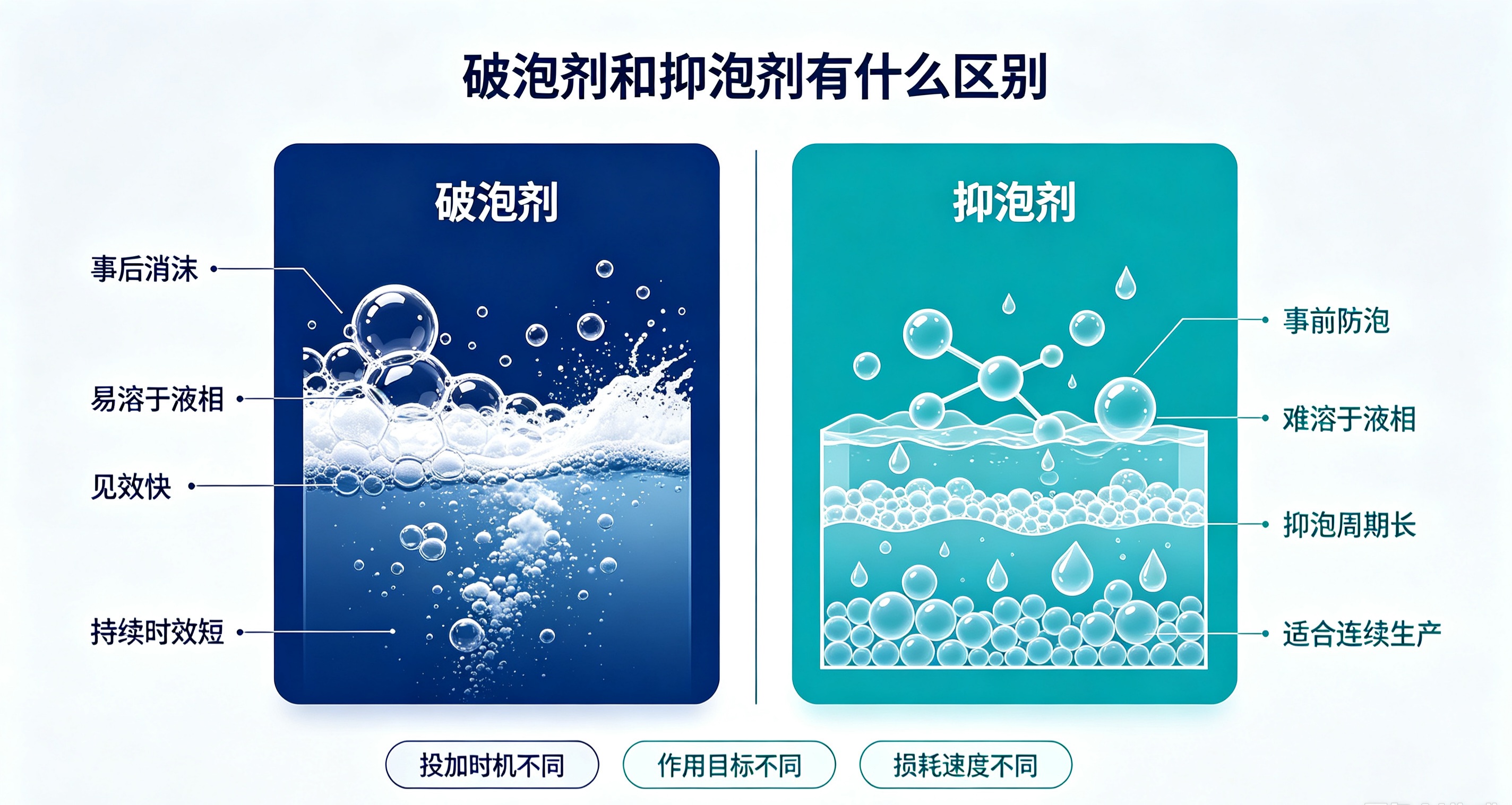 破泡劑與抑泡劑基礎屬性對比圖