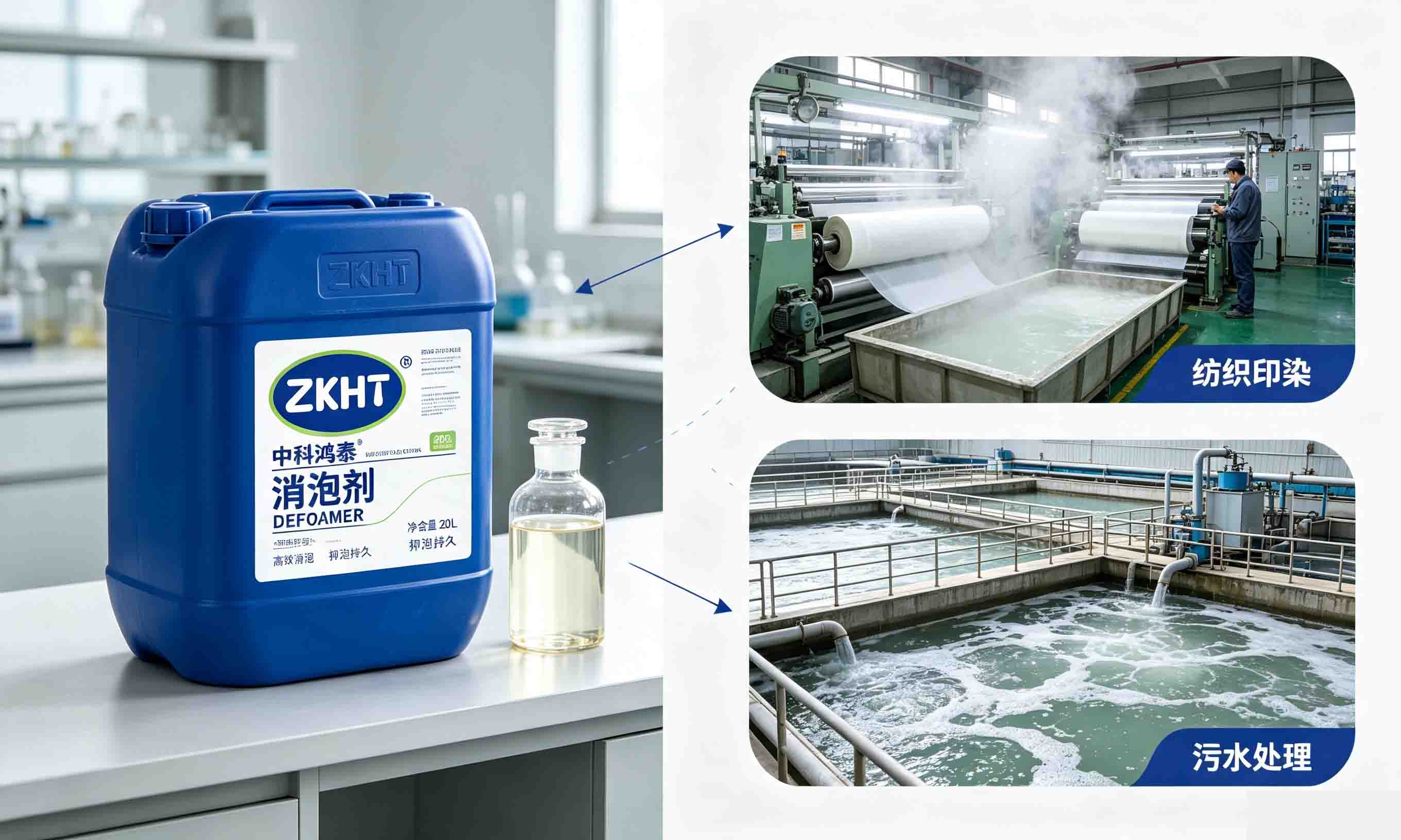 中科鴻泰有機(jī)硅消泡劑，覆蓋紡織印染、污水處理、涂料等多行業(yè)