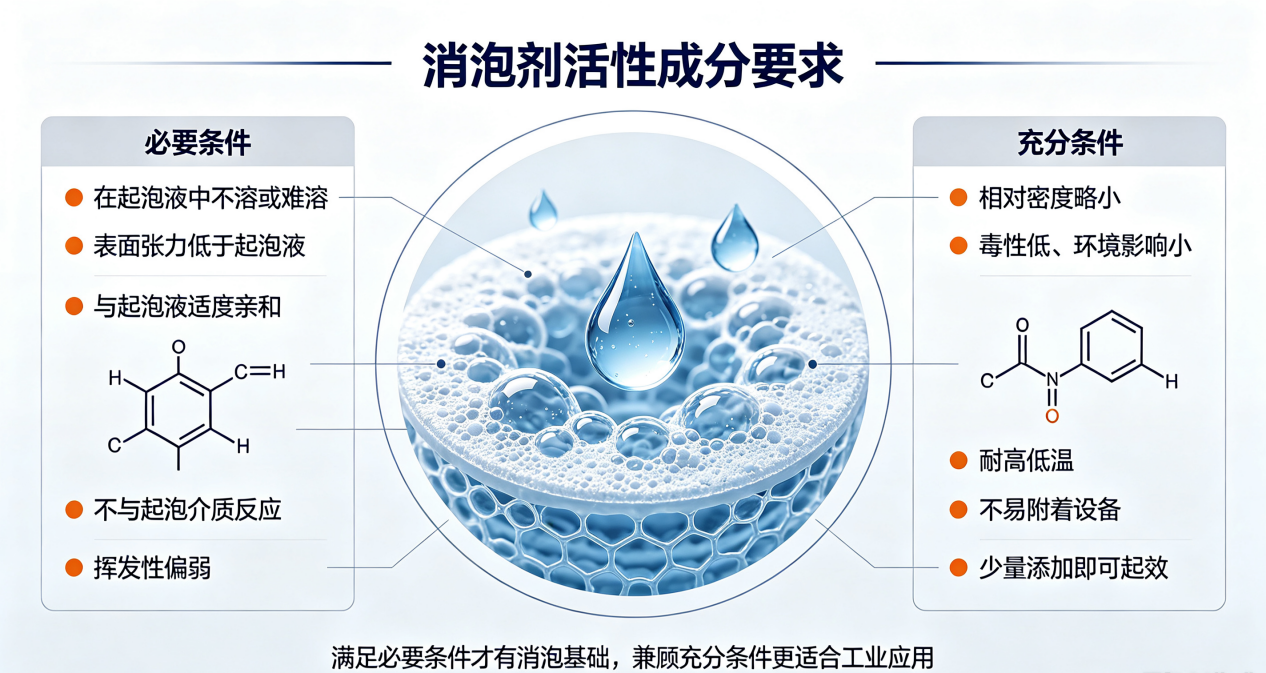 消泡劑活性成分必要條件與充分條件梳理圖