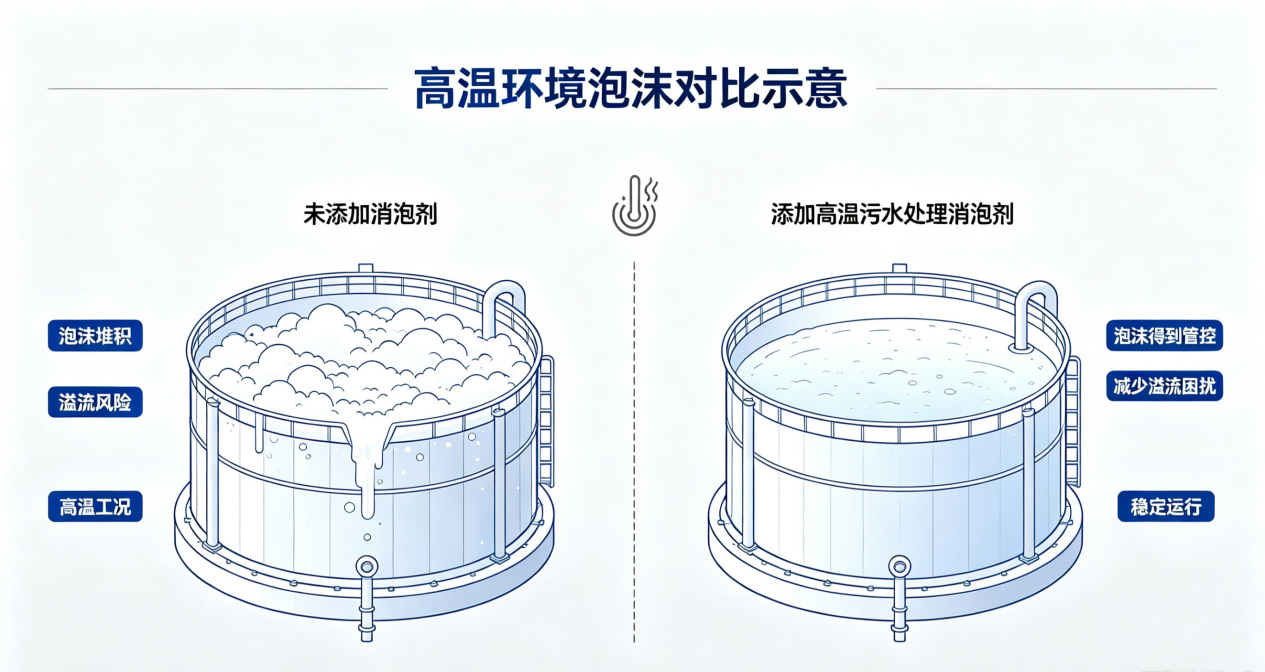 高溫環境下泡沫管控對比示意圖