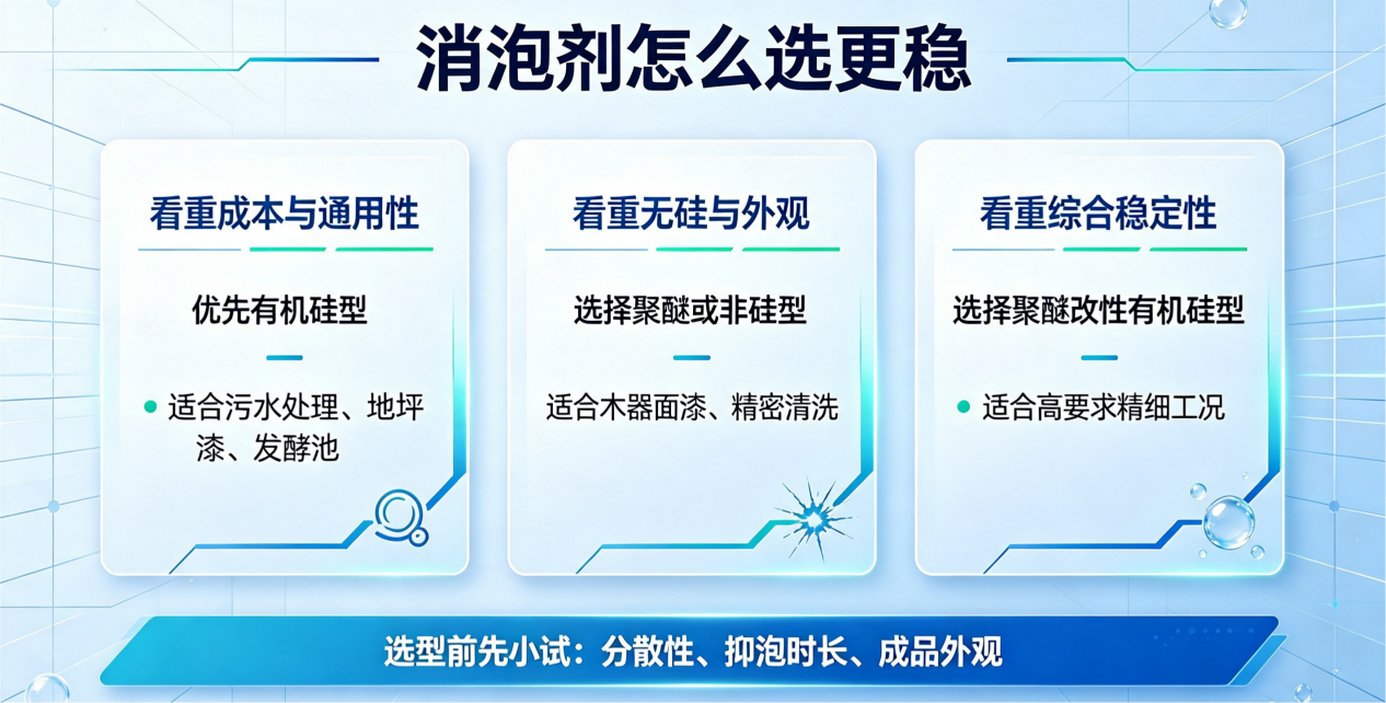 不同類型消泡劑選型判斷示意圖