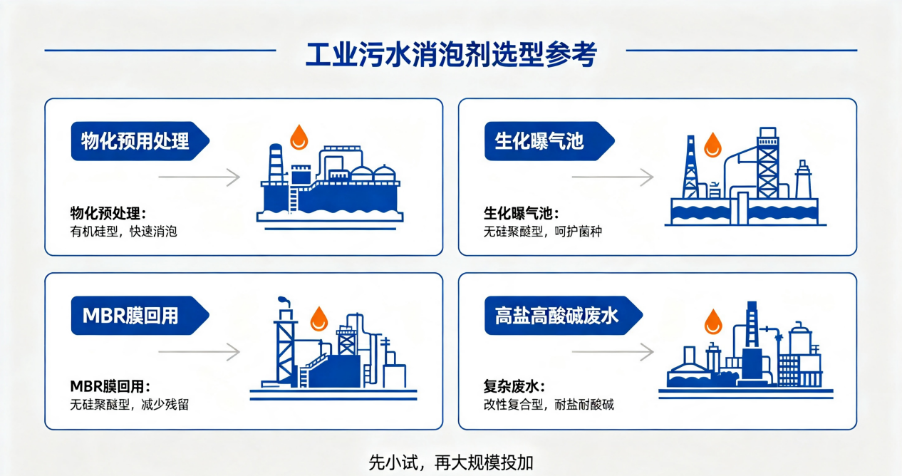 工業污水消泡劑選型參考示意圖