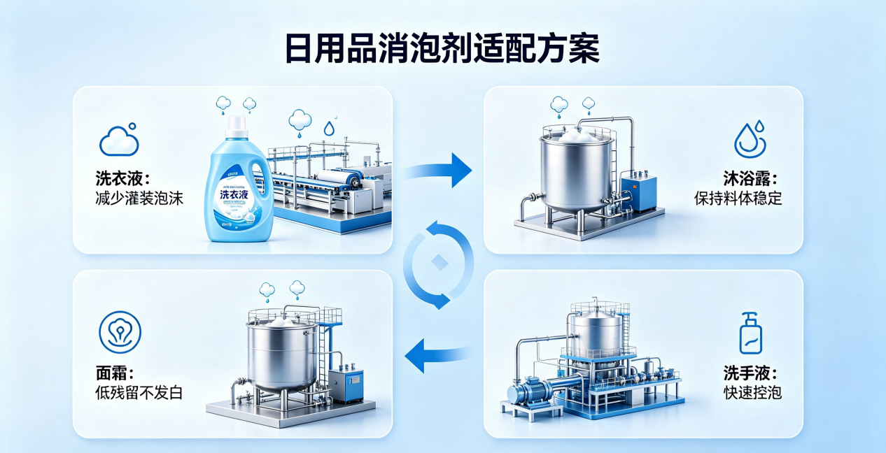日用品消泡劑多品類(lèi)適配應(yīng)用圖