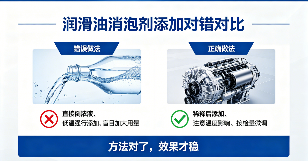 潤滑油消泡劑添加對錯對比圖