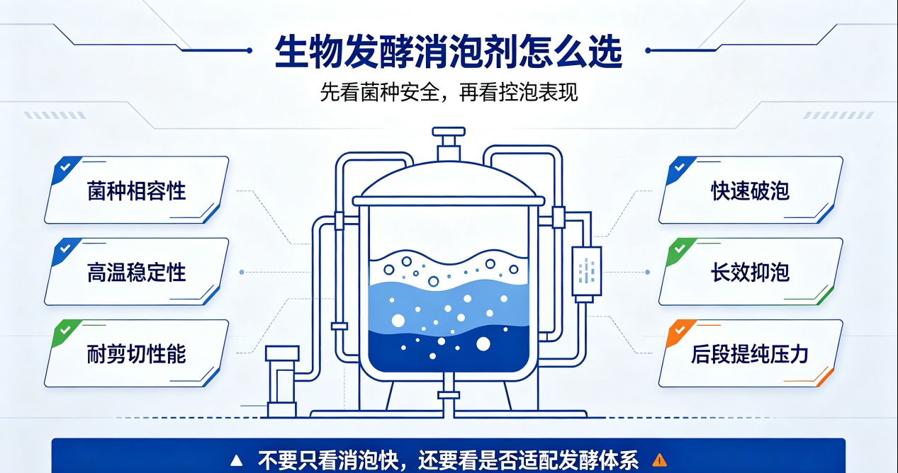 生物發酵消泡劑選型核心指標示意圖