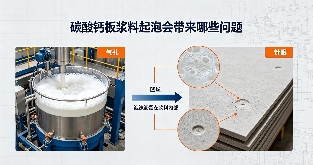 碳酸鈣板制漿泡沫形成成品缺陷示意圖
